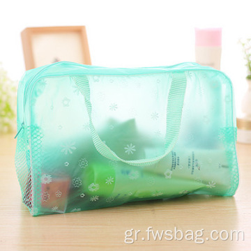 Προσαρμοσμένα κορίτσια δώρο διαφανές PVC αδιάβροχο τουαλέτα ταξιδιού αποθήκευση καλλυντικών μακιγιάζ τσάντα zip poucheup διοργανωτής